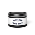 BACKPACKER. HEAVY. HAPPY. — Tin Candle | Funny Camping Gift | NullMade